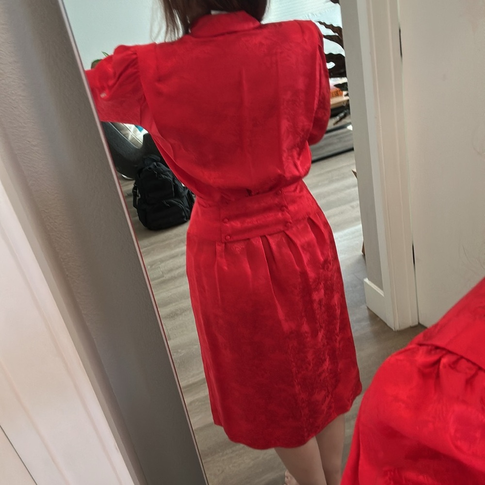 Vintage Silk Red Dresss - Picture 4 of 8